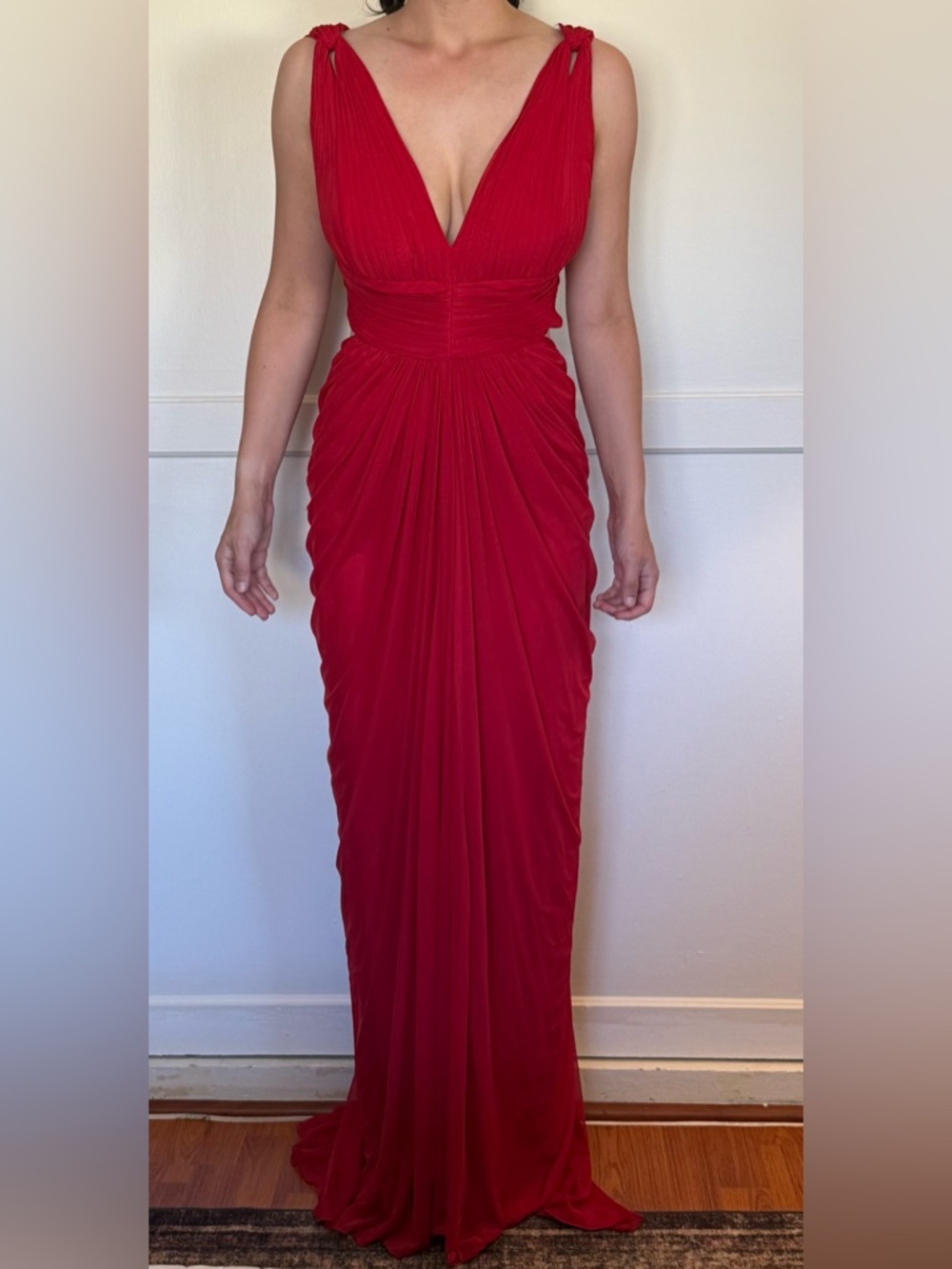 Elegant Red Ruched Gown